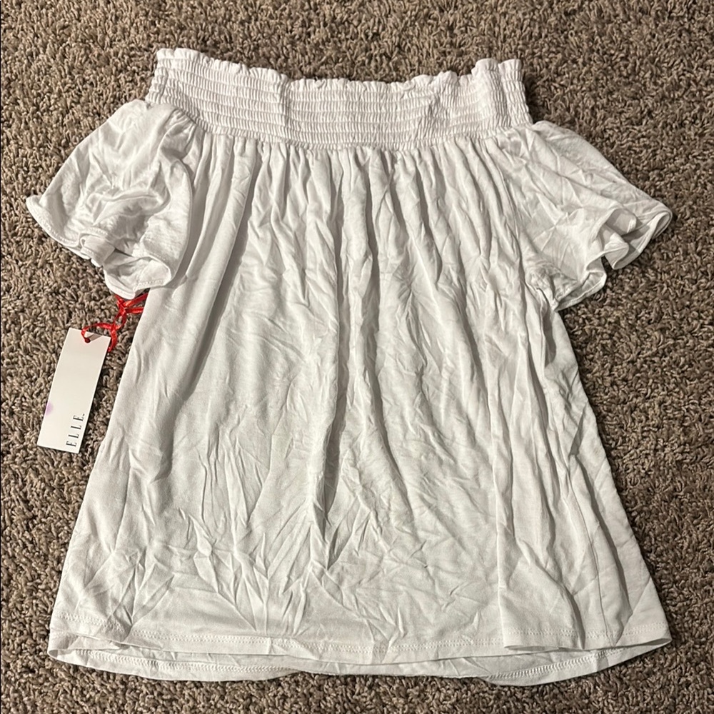 Elle Elegant White Off-Shoulder Blouse